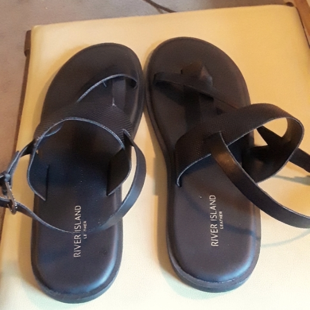 River Island Men's Sandals Black Leather
